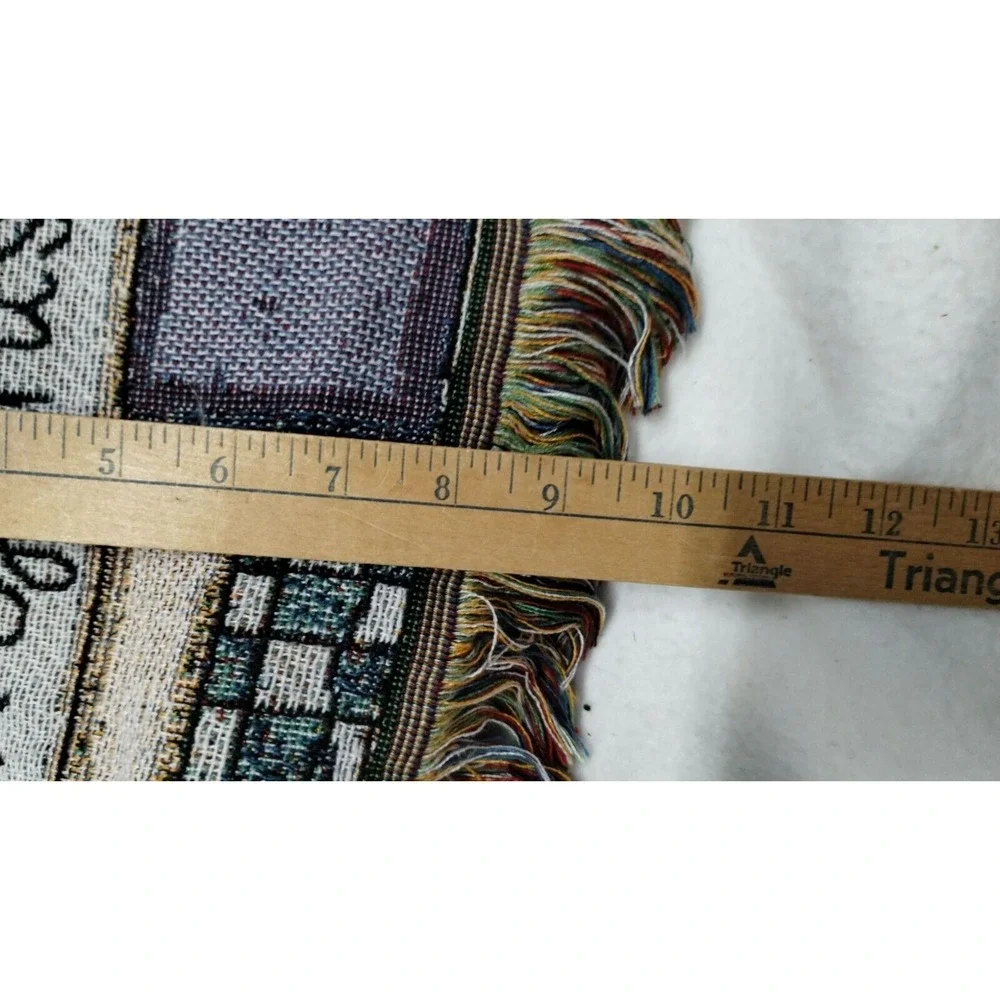 Heidi Salerberg Tapestry Throw Blanket Snowman Winter Scene‎ Fringed